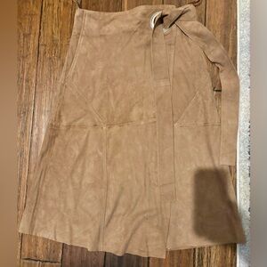 NWOT Porter Road Tan 100% Goat Leather Wrap Skirt size medium